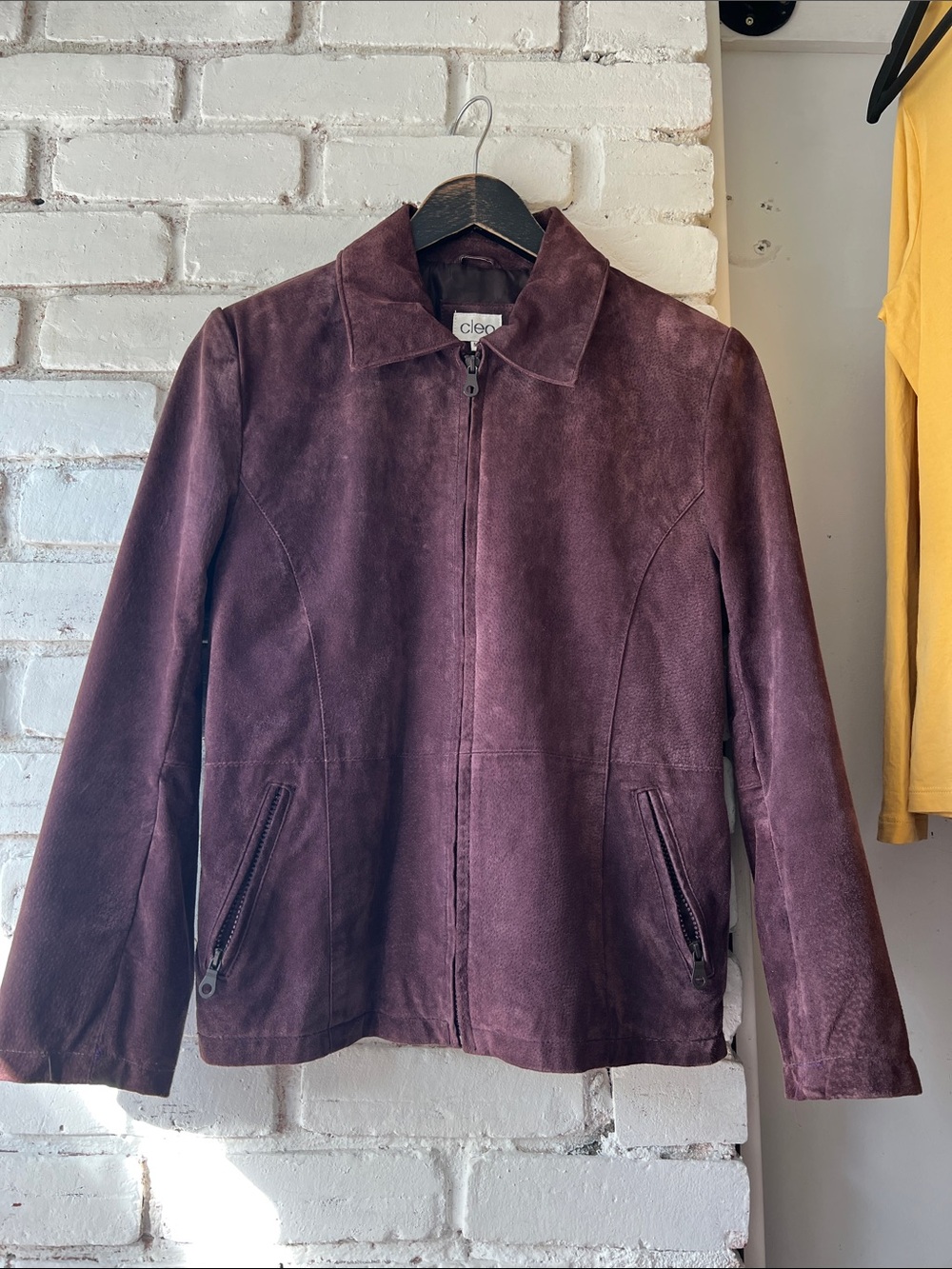 Cleo Women's Burgundy Suede Zip-Front Jacket